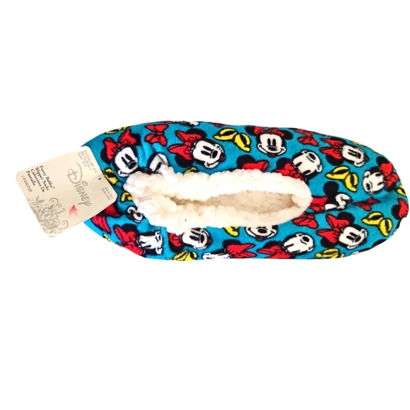 Disney minnie mouse fuzzy babba womens slipper socks size M L  7.5 to 9 new tags - Picture 3 of 5